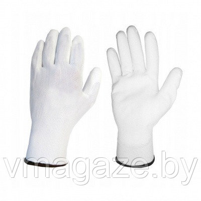 Перчатки нейлоновые с полиуретановым покрытием(цвет белый) - фото 1 - id-p201454017