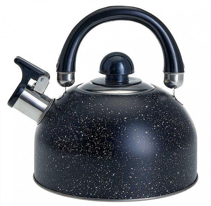 Чайник со свистком для газовой и индукционной плиты 2 литра нержавеющая сталь WEBBER BE-0539 черный - фото 1 - id-p198687104