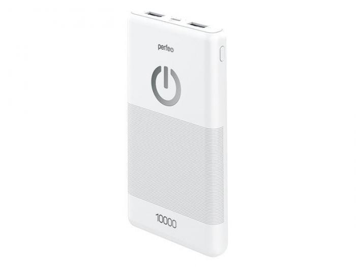 Внешний аккумулятор Perfeo Powerbank 10000mAh белый PF B4297 Пауэрбанк для зарядки телефона - фото 1 - id-p199528997