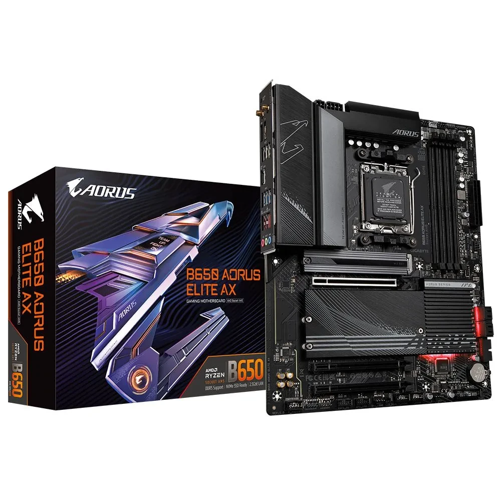 MB Gigabyte B650 AORUS ELITE AX Soc-AM5 (B650) 3xPCI-Ex16 3xM.2 RAID 0/1/10 2.5GbE LAN Wi-Fi 6E BT 5.2 4xDDR5