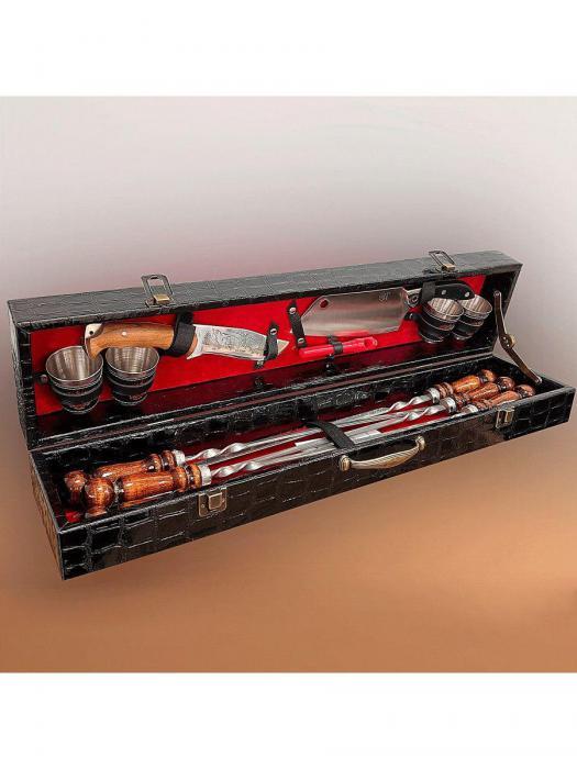 Шашлычный набор шампуров с деревянной ручкой подарочный VS22 мужской для шашлыка мангала пикника