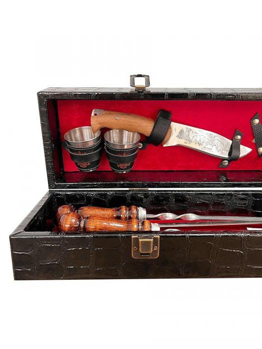 Шашлычный набор шампуров с деревянной ручкой подарочный VS22 мужской для шашлыка мангала пикника - фото 6 - id-p201460134