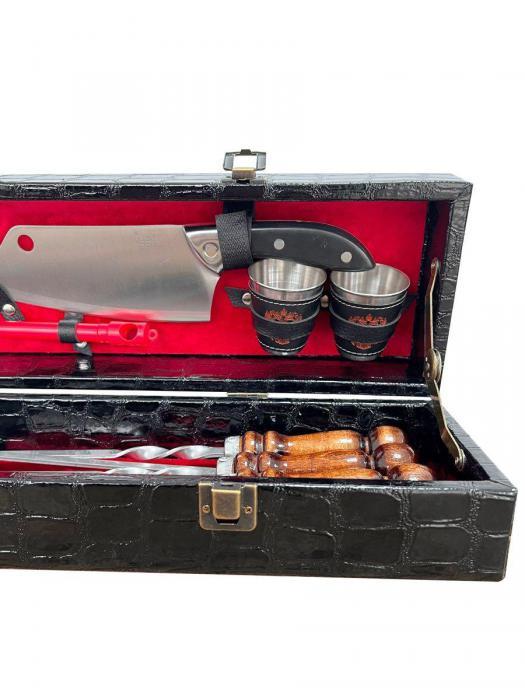 Шашлычный набор шампуров с деревянной ручкой подарочный VS22 мужской для шашлыка мангала пикника - фото 7 - id-p201460134