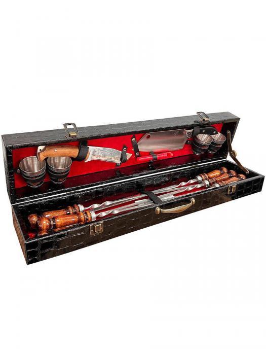 Шашлычный набор шампуров с деревянной ручкой подарочный VS22 мужской для шашлыка мангала пикника - фото 8 - id-p201460134