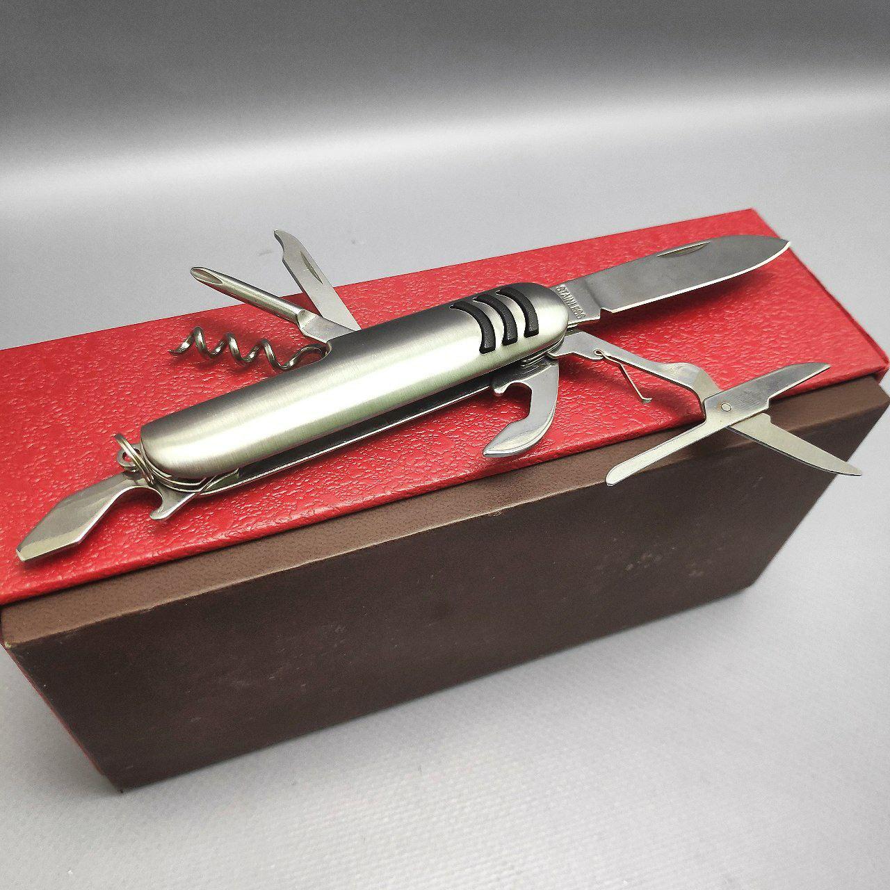 Мультинож Дрезден нержавеющая сталь 7 в 1 (нож, штопор, пилочка для ногтей, кольцо для ключей, крестовая - фото 2 - id-p196992761