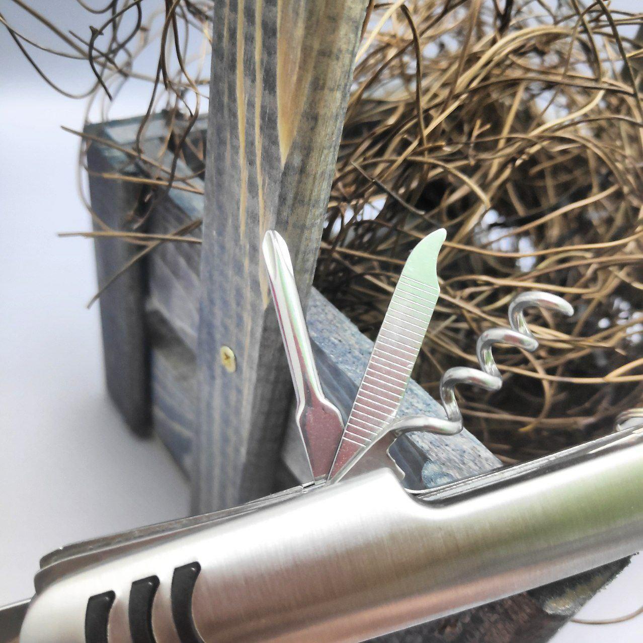 Мультинож Дрезден нержавеющая сталь 7 в 1 (нож, штопор, пилочка для ногтей, кольцо для ключей, крестовая - фото 5 - id-p201460446