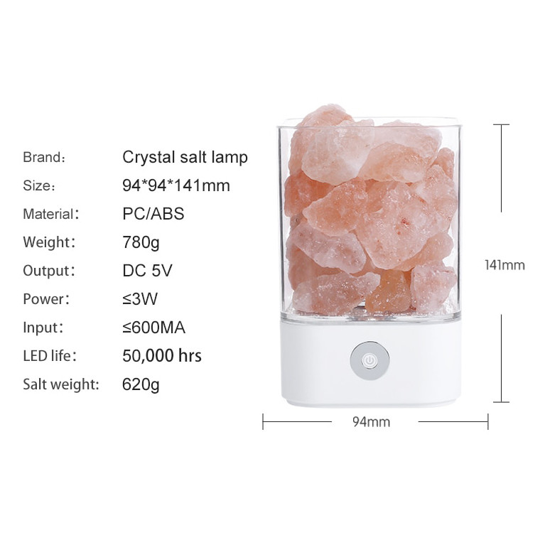 Соляной ионизирующий светильник-ночник «Crystal Salt Lamp» с розовой гималайской солью 0,62 кг - фото 9 - id-p201460442