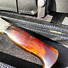 Нож разделочный в кожаном футляре Кизляр России Дамасская сталь Енот, фото 7