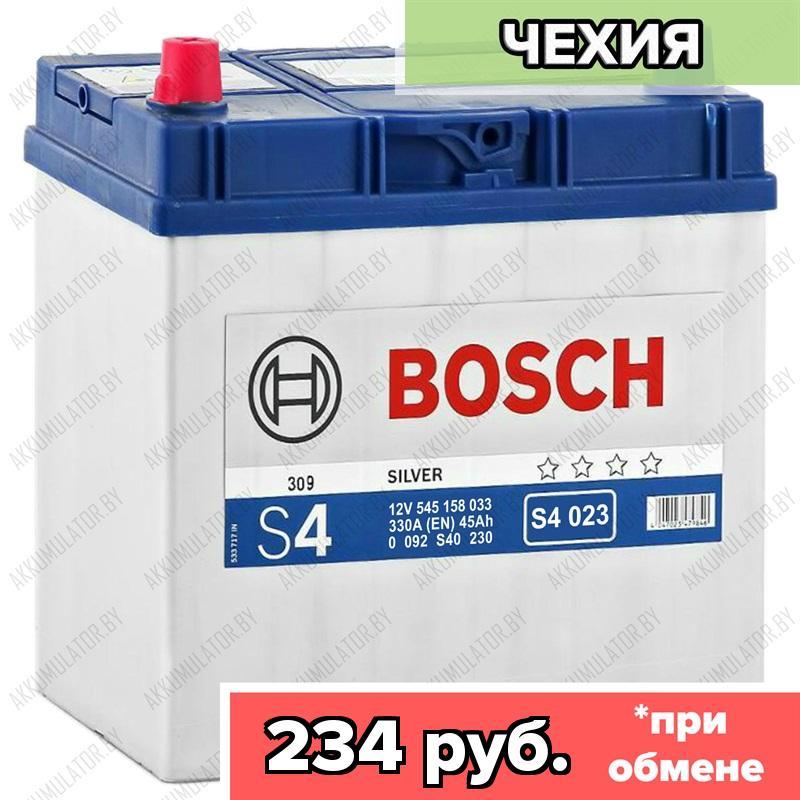 Аккумулятор Bosch S4 023 / [545 158 033] / 45Ah JIS / 330А / Asia / Прямая полярность / 238 x 127 x 200 (220)