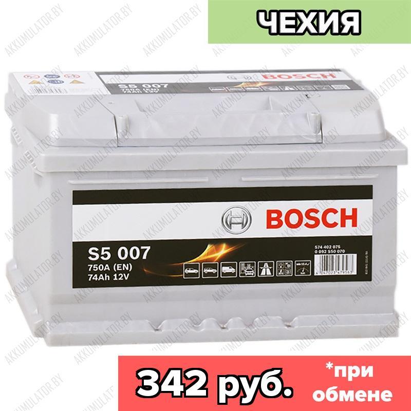 Аккумулятор Bosch S5 007 / [574 402 075] / Низкий / 74Ah / 750А / Обратная полярность / 278 x 175 x 175