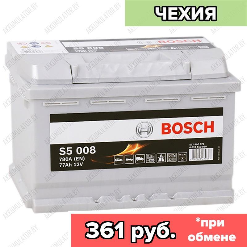 Аккумулятор Bosch S5 008 / [577 400 078] / 77Ah / 780А / Обратная полярность / 278 x 175 x 190