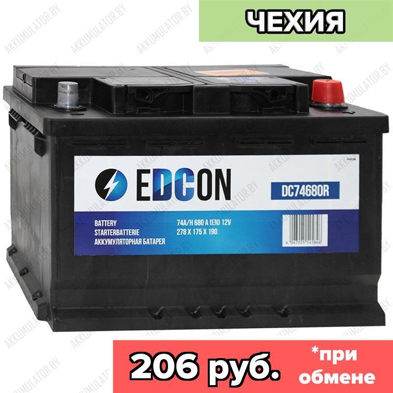 Аккумулятор EDCON DC74680R / 74Ah / 680А / Обратная полярность / 278 x 175 x 190