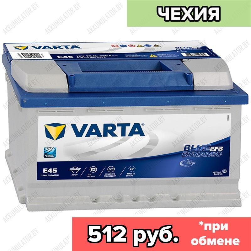 Аккумулятор Varta Blue Dynamic EFB E45 / [570 500 065] / 70Ah / 650А / Обратная полярность / 278 x 175 x 190