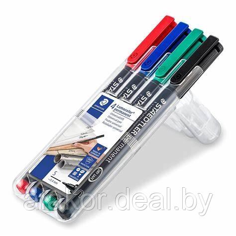 Набор маркеров перманентных STAEDTLER Lumocolor 313 WP4, S, 4 цвета, 0.4мм - фото 2 - id-p201466957