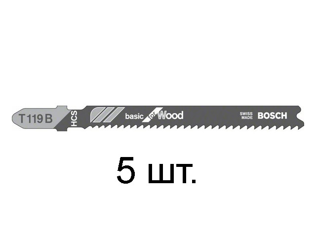 Пилка лобз. по дереву T119B (5 шт.) BOSCH (пропил прямой, тонкий, для базовых работ) - фото 1 - id-p201468180