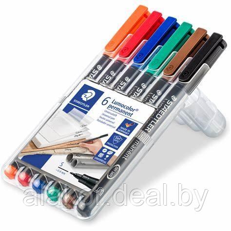 Набор маркеров перманентных STAEDTLER Lumocolor 313 WP6, S, 6 цветов, 0.4мм - фото 2 - id-p201470669