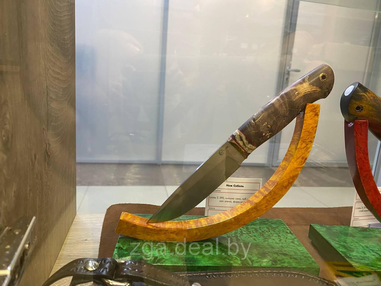 Авторский охотничий нож «Соболь» из стали S390 , рукоять инкрустир. бивнем мамонта, ценные породы древесины. - фото 10 - id-p199347400