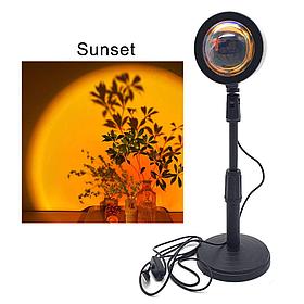 Проекционный светильник Golden Sunset Lamp LED  / USB проектор атмосферная лампа для фото  / тик ток лампа