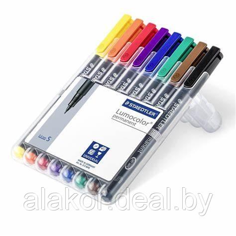 Набор маркеров перманентных STAEDTLER Lumocolor 318 WP8, F, 8 цветов, 0.6мм - фото 2 - id-p201485656