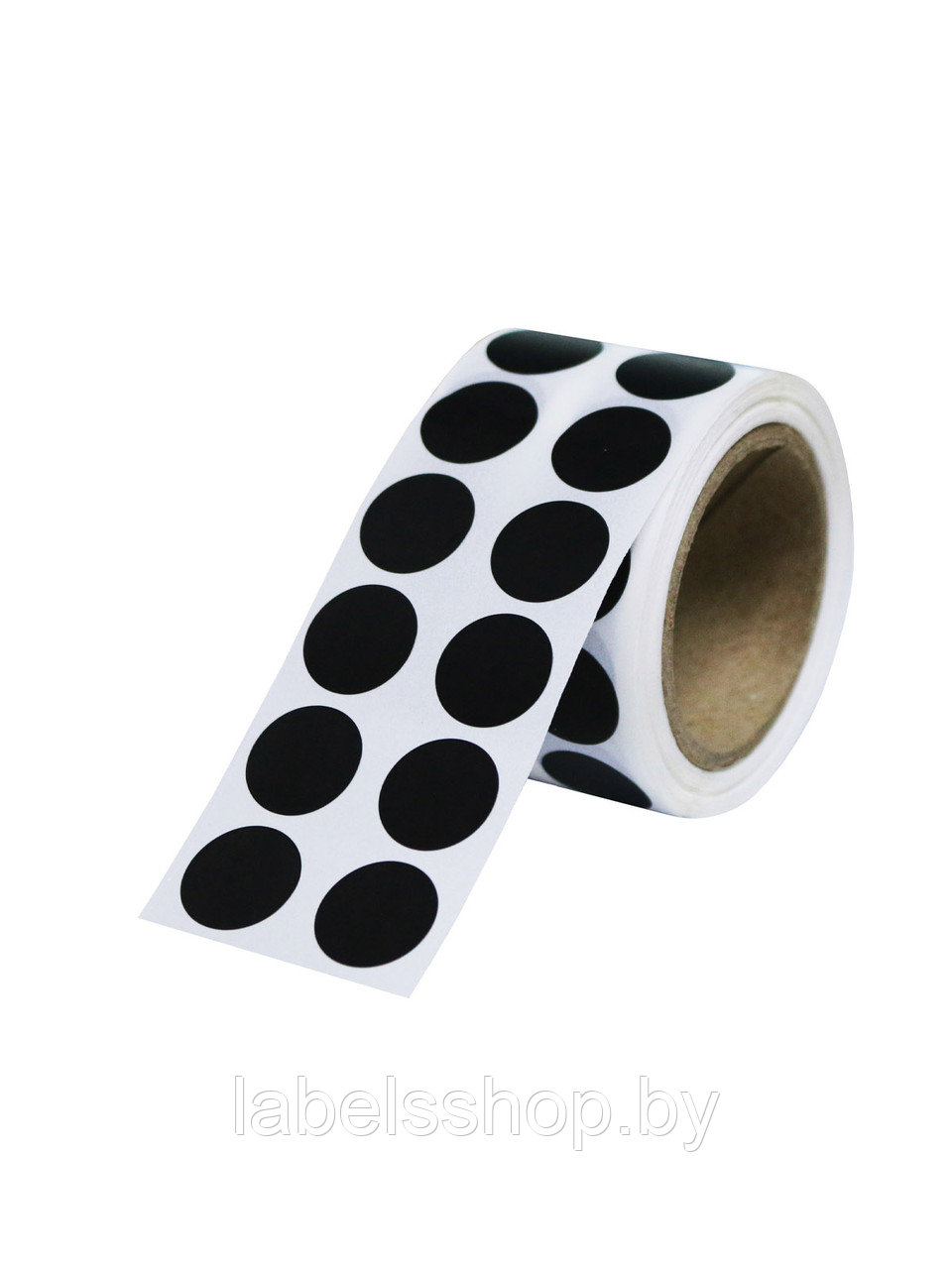 Круглые самоклеящиеся наклейки / этикетки в виде круга (D 15 мм), цвет черный, 1000 шт в ролике. - фото 2 - id-p201506294