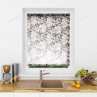 Рулонная штора Мини Lm Decor Флауэр Бело-Коричневый 180х185 см