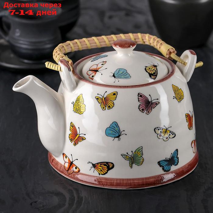 Чайник заварочный "Бабочки", 900 мл, с металлическим ситом - фото 1 - id-p201464091