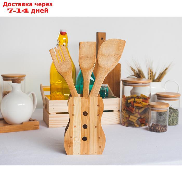 Набор кухонных принадлежностей "Бамбук", 4 предмета, на подставке - фото 6 - id-p201465558