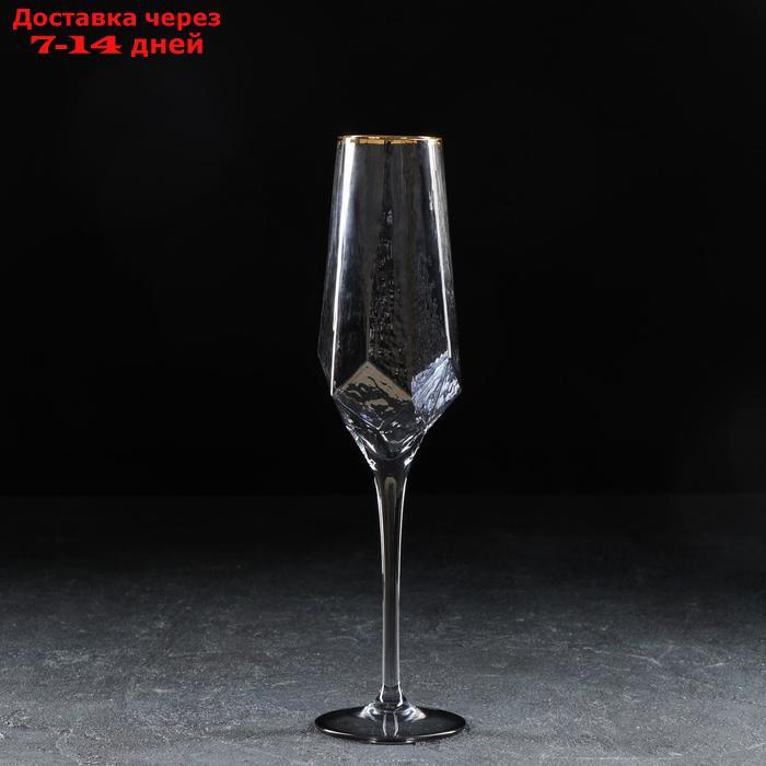 Бокал для шампанского Magistro "Дарио", 180 мл, 5×27,5 см, цвет графит - фото 1 - id-p201465756