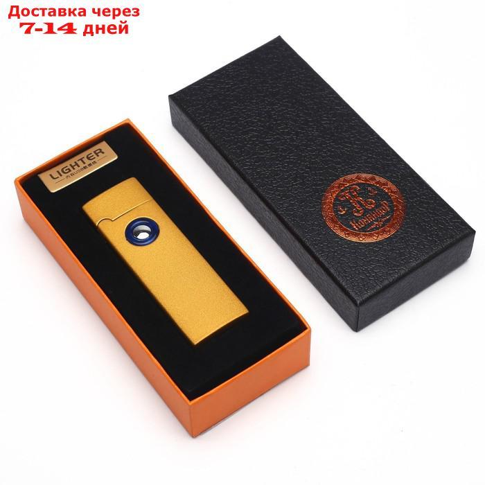 Зажигалка электронная в подарочной коробке, USB, спираль, золотая, 2.5х8 см - фото 5 - id-p201464565