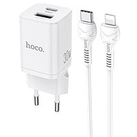 Зарядное устройство Hoco N13 Type-C PD30W QC3.0 + кабель Type-C - Lightning (Белый)