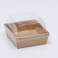 Коробка Крафт под бенто-торт с прозрачной крышкй 13*13*10 см