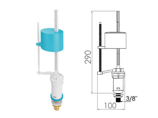 Поплавочный клапан нижней подачи воды, 3/8 - 1/2, лат. резьба, NOVA