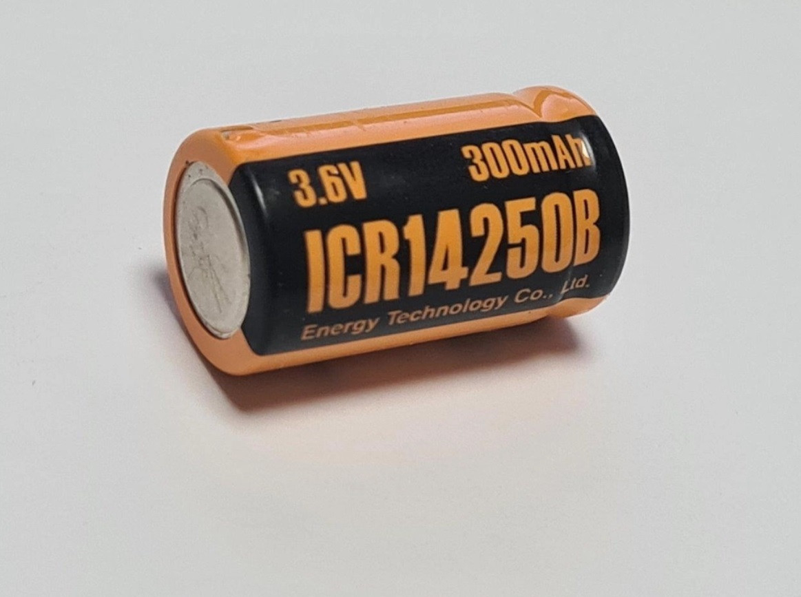 Аккумулятор 14250 300mAh - ET ICR14250B, 3.7v, Li-Ion, плоский + - фото 2 - id-p201564036