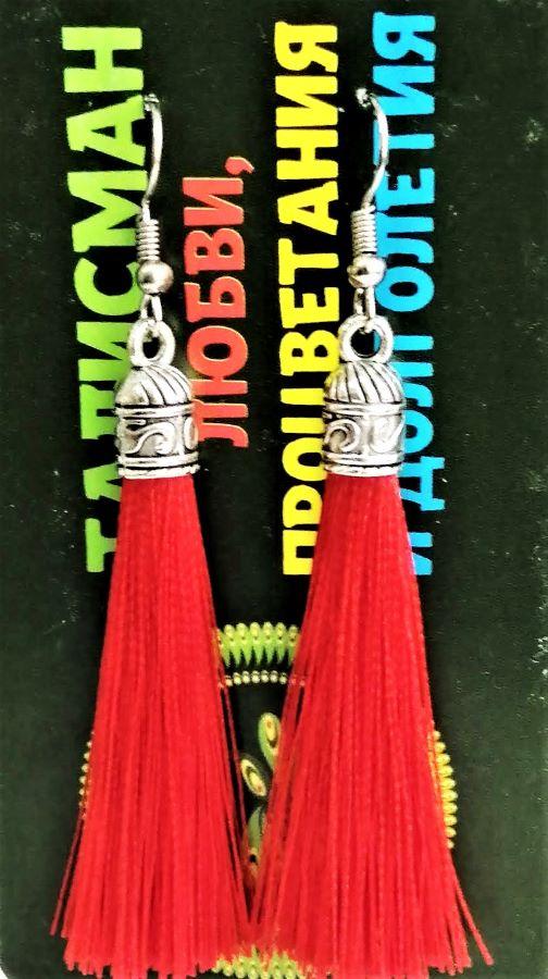 Серьги-кисти handmade Красные, 5 см