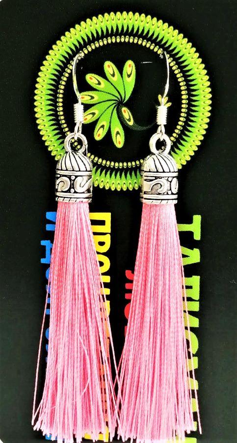 Серьги-кисти handmade Розовые, 5 см