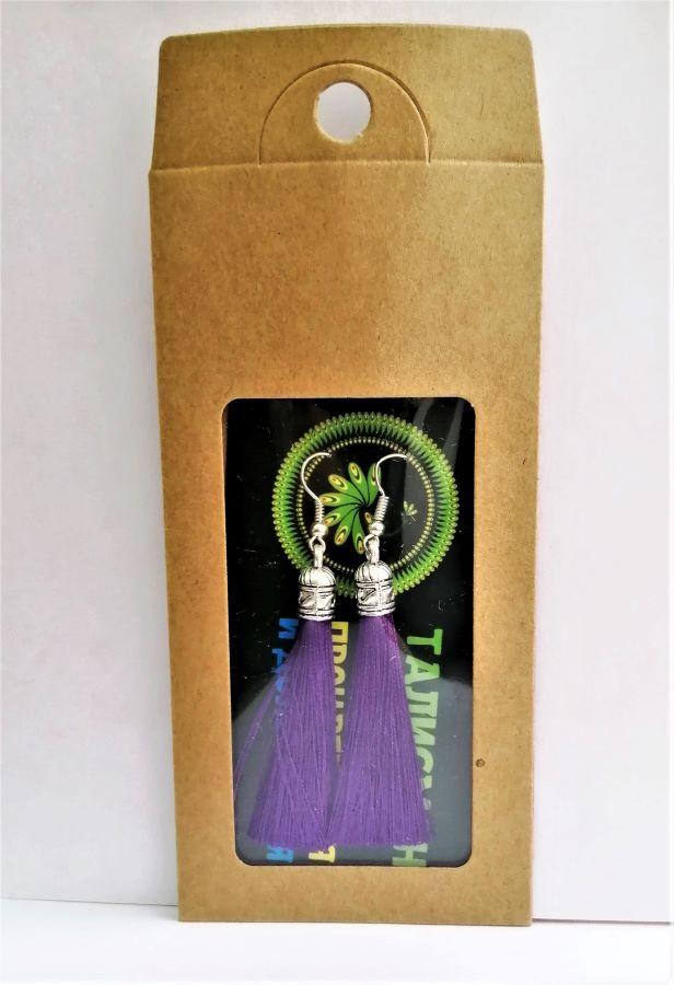 Серьги-кисти Фиолетовые, 5 см - украшение и защита от сглаза - фото 2 - id-p201592172