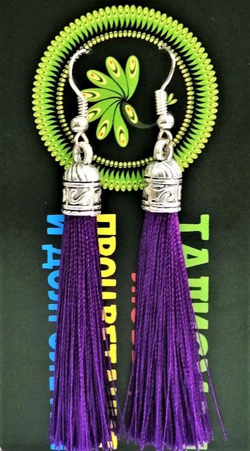 Серьги-кисти Фиолетовые, 5 см - украшение и защита от сглаза - фото 1 - id-p201592172