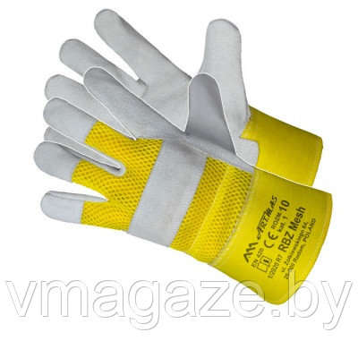 Перчатки комбинированные спилковые Mesh (цвет желтый)
