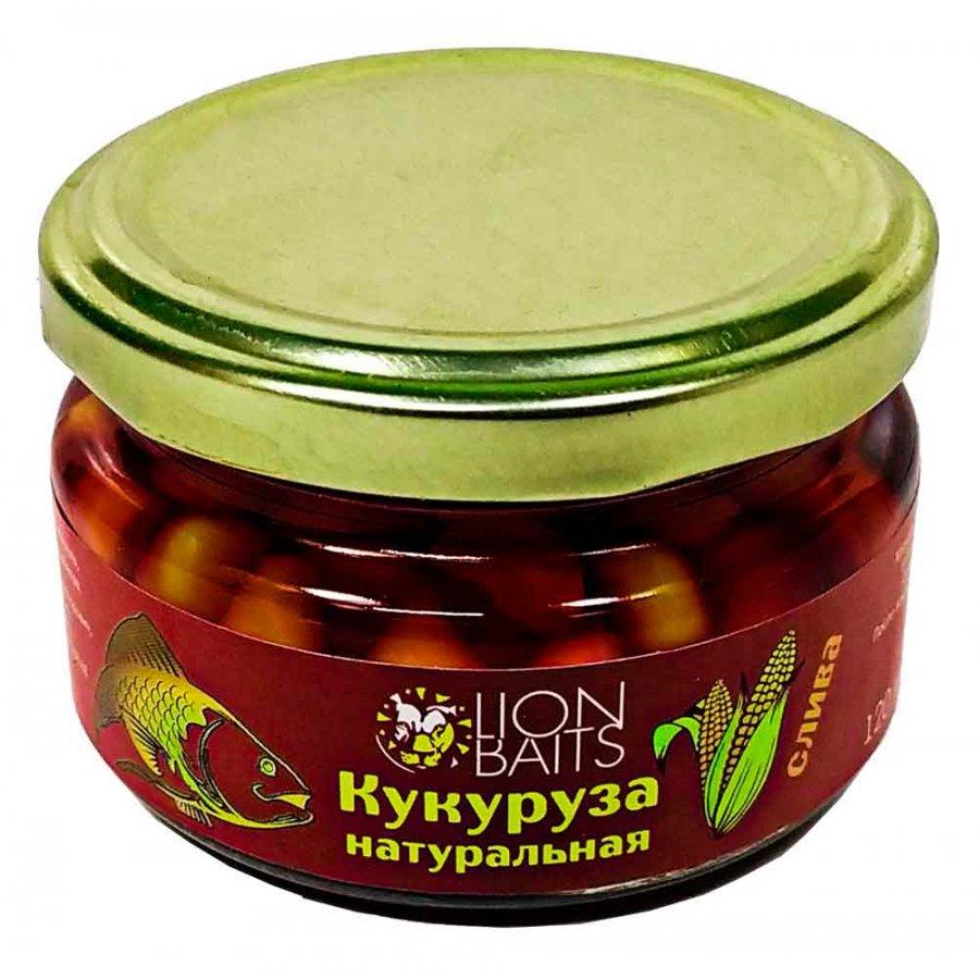Lion baits Кукуруза натуральная в стеклянной банке "Слива" 120мл
