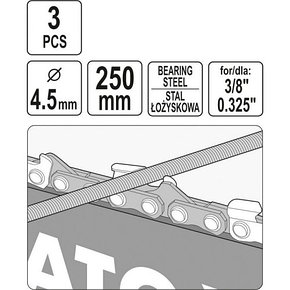 Напильник цилиндрический для цепей d4.5мм 250мм для 3/8", 0.325" (3шт.) "Yato" YT-85026, фото 2