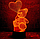 Настольная лампа голограмма 3Д, ночник мишка с сердцем, фото 2