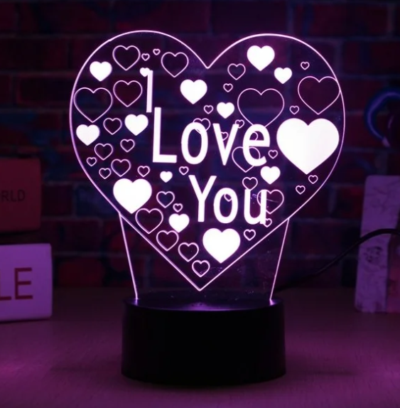 Настольная лампа голограмма 3Д, ночник "I Love You" - фото 3 - id-p201642323