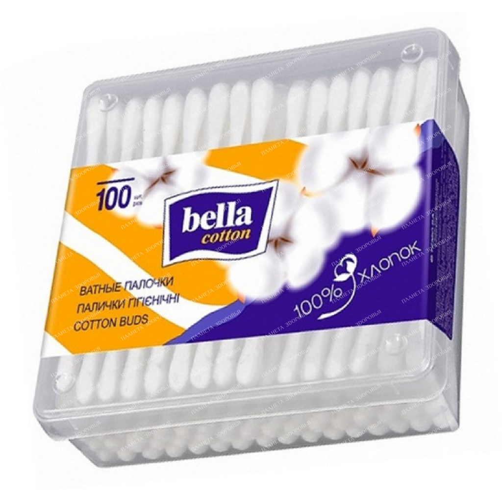 Bella cotton Ватные палочки 100 шт (квадратная коробочка) - фото 1 - id-p201642985