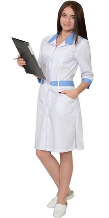 Халат СИРИУС-ЕВА женский белый с голубым, фото 2