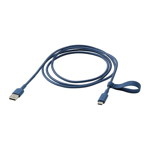 IKEA/ ЛИЛЛЬХУЛЬТ  кабель USB-A–USB-C, 1.5 м, синий, фото 1