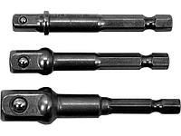 Переходники для шуруповерта под головки 1/4", 3/8" и 1/2" (3шт.) "Yato"