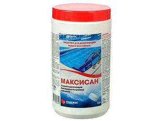 Таблетки для бассейна хлорные быстрорастворимые "Максисан" 1 000 г (для дезинфекции воды) (РОДЕМОС