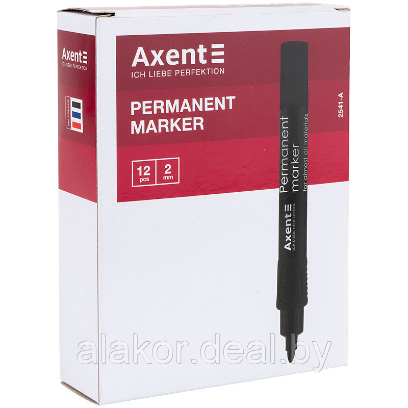 Маркер перманентный Axent Permanent 2541, красный, 2мм - фото 2 - id-p201647714