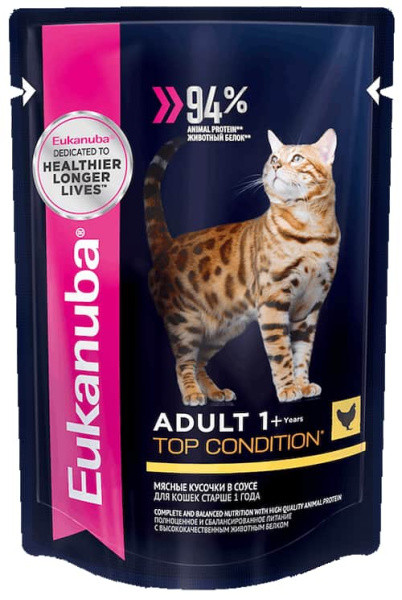 Влажный корм для кошек Eukanuba Cat Adult Top Condition (курица в соусе) 85 гр - фото 1 - id-p201447725