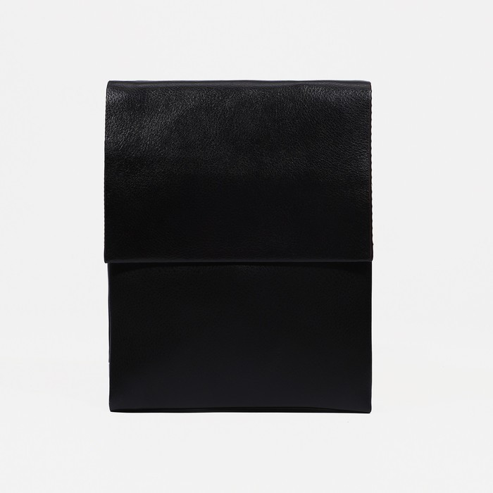 Сумка деловая на молнии, 3 наружных кармана, длинный ремень, цвет чёрный - фото 1 - id-p201650038